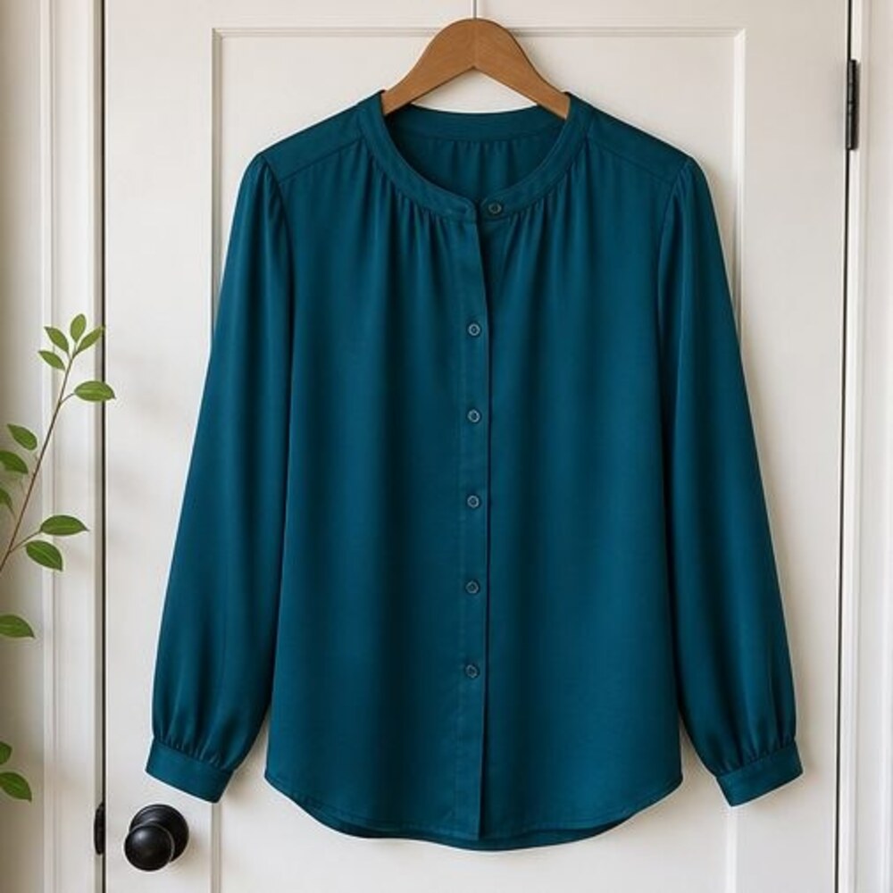 Teal Button Blouse